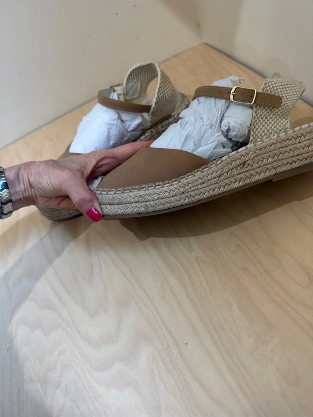 Zara Brown Espadrille Wedge Sandals with Ankle Strap